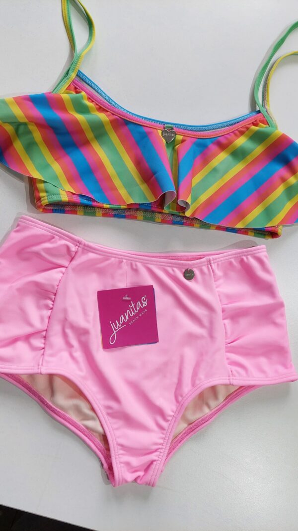 JUANITAS MALLA NIÑA TOP ESTAMPADO+ VEDETINA CON FRUNCE - Imagen 3