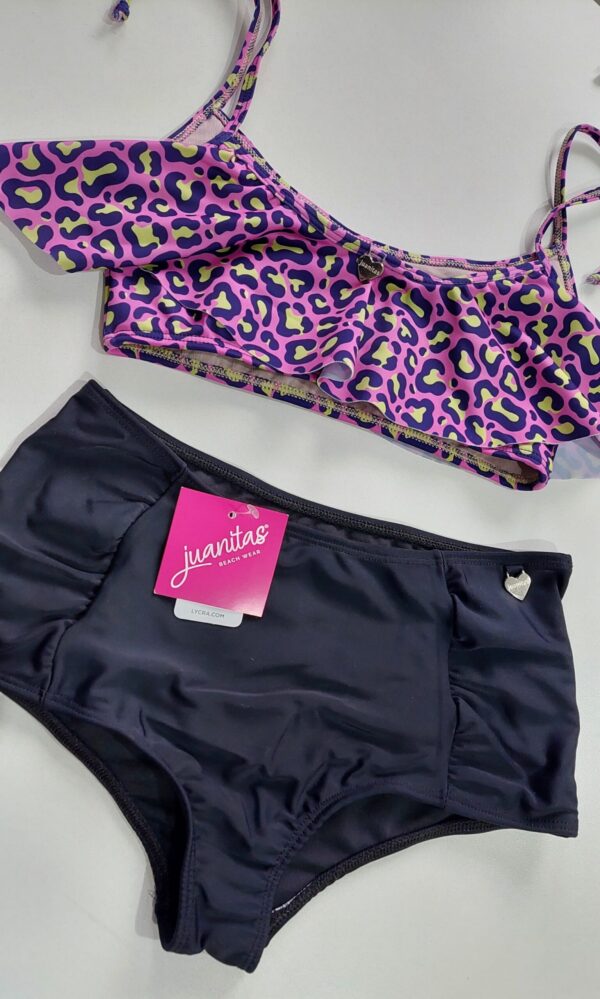 JUANITAS MALLA NIÑA TOP ESTAMPADO+ VEDETINA CON FRUNCE - Imagen 2