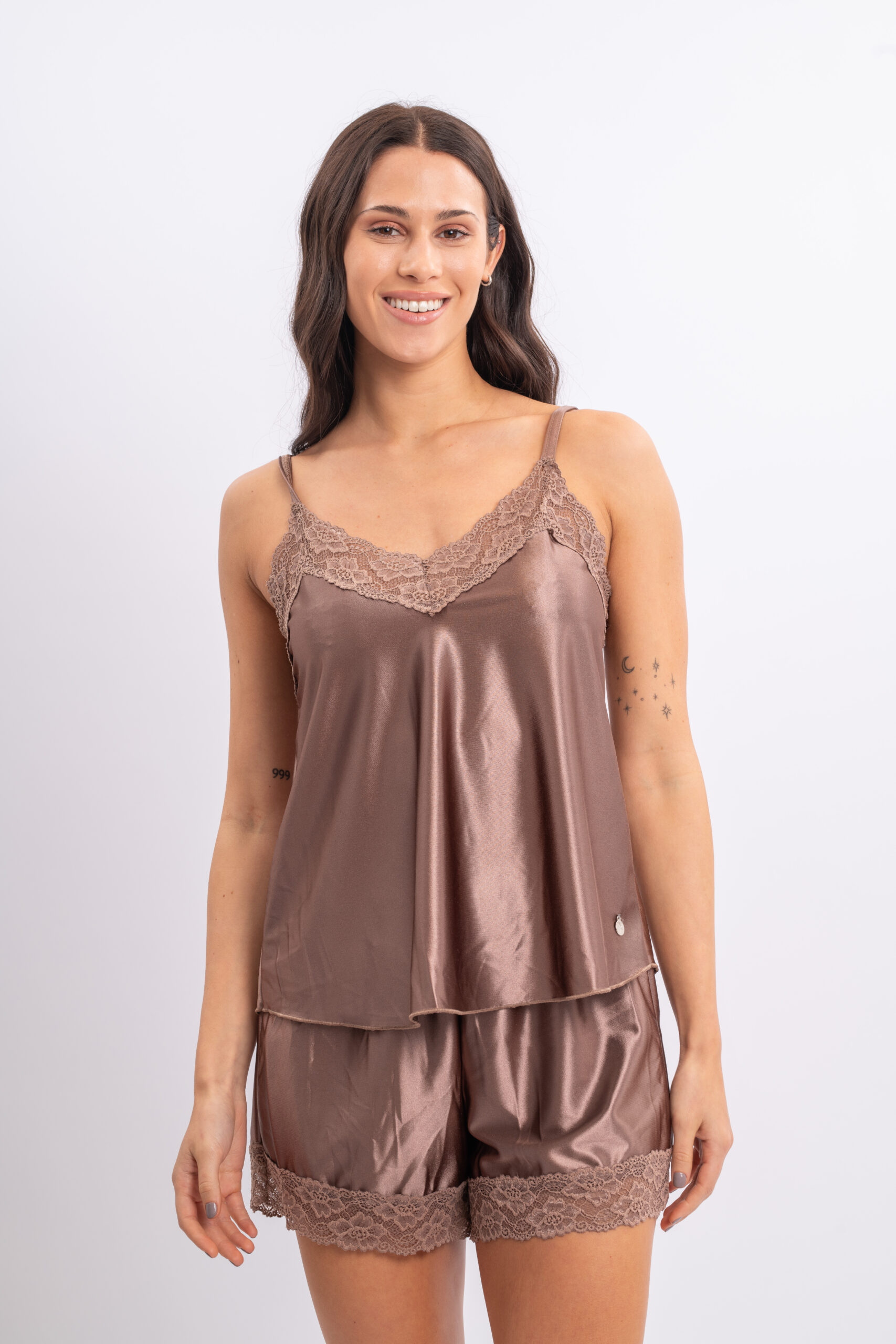 DOLCISIMA 1533L PIJAMA SATEN DE PUNTO Y PUNTILLA