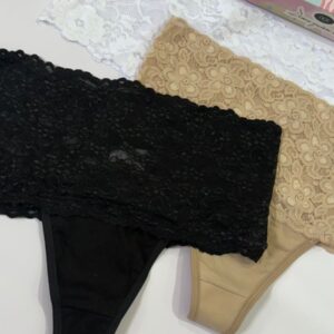 DQE 131 PACK X3 LESS DE ALGODON CON PUNTILLA ANCHA EN CINTURA