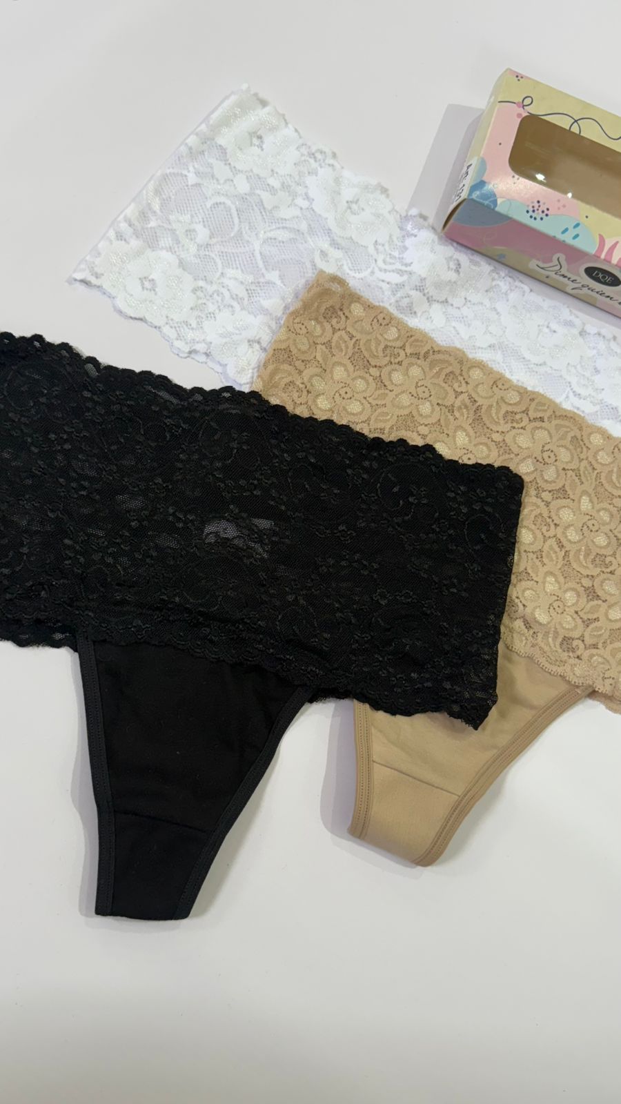 DQE 131 PACK X3 LESS DE ALGODON CON PUNTILLA ANCHA EN CINTURA