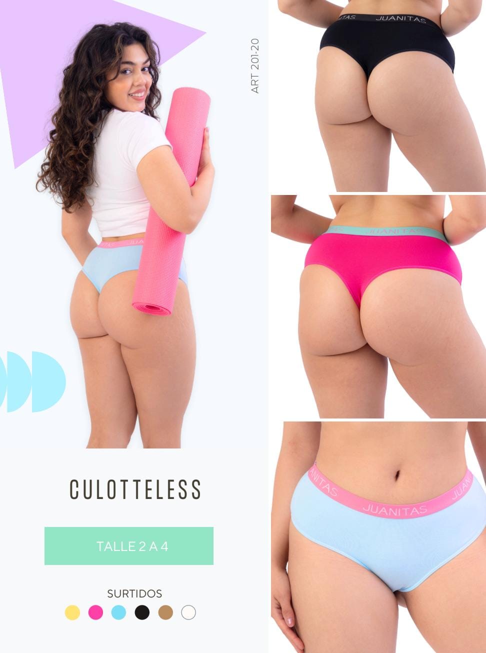 JUANITAS 201-20 CULOTTELESS DE ALGODON CON ELASTICO - Sports basics - Imagen 2