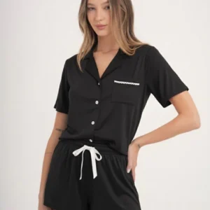 TRENDA 5542 SET PIJAMA VERANO CAMISERO CORTO- Modal Soft