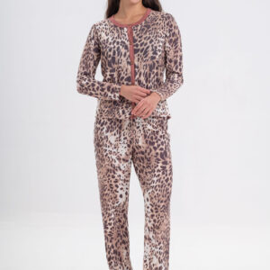 DOLCISIMA 1551 PIJAMA ABOTONADO ESTAMPADO Y CASACA ESCOTE U