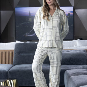 ANDRESSA P9082 PIJAMA MANGA LARGA ABOTONADO ESTAMPADO