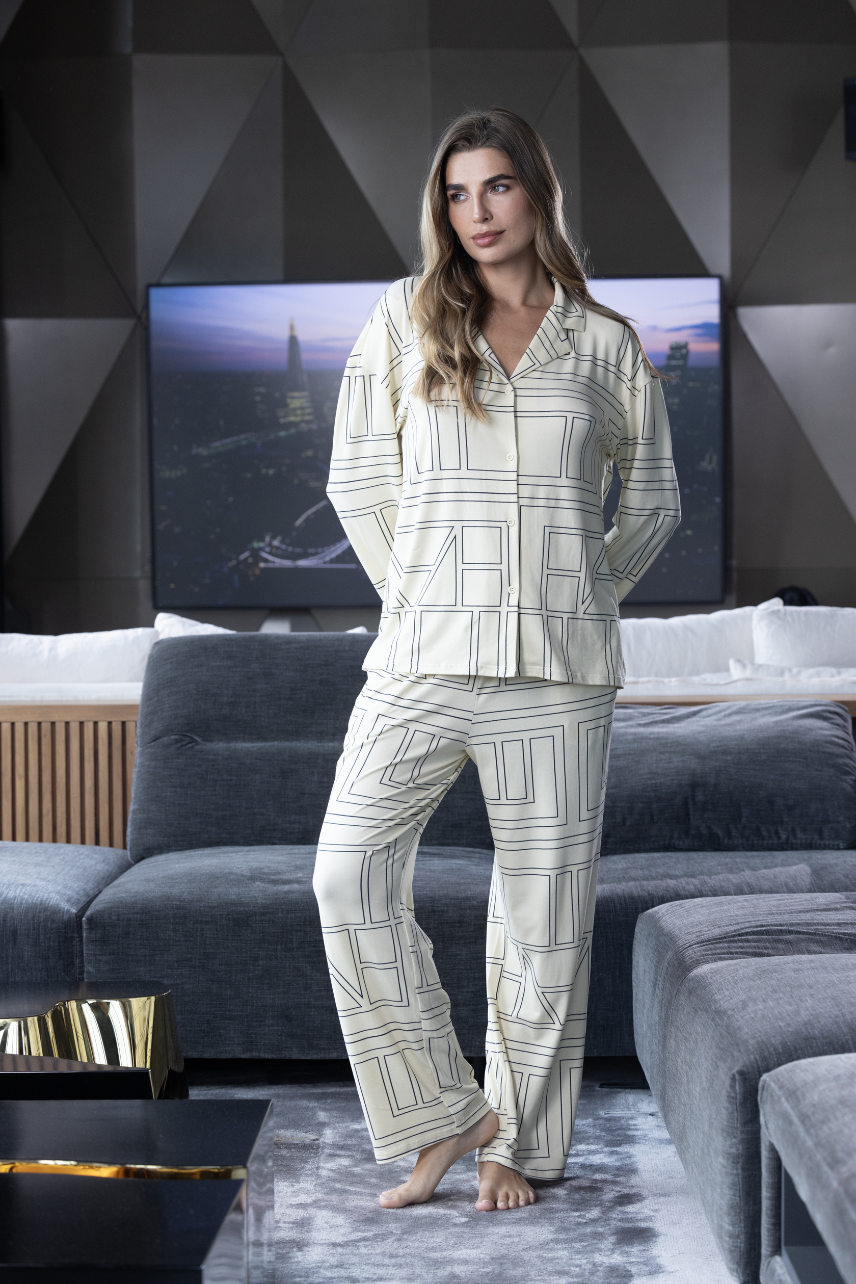 ANDRESSA P9082 PIJAMA MANGA LARGA ABOTONADO ESTAMPADO