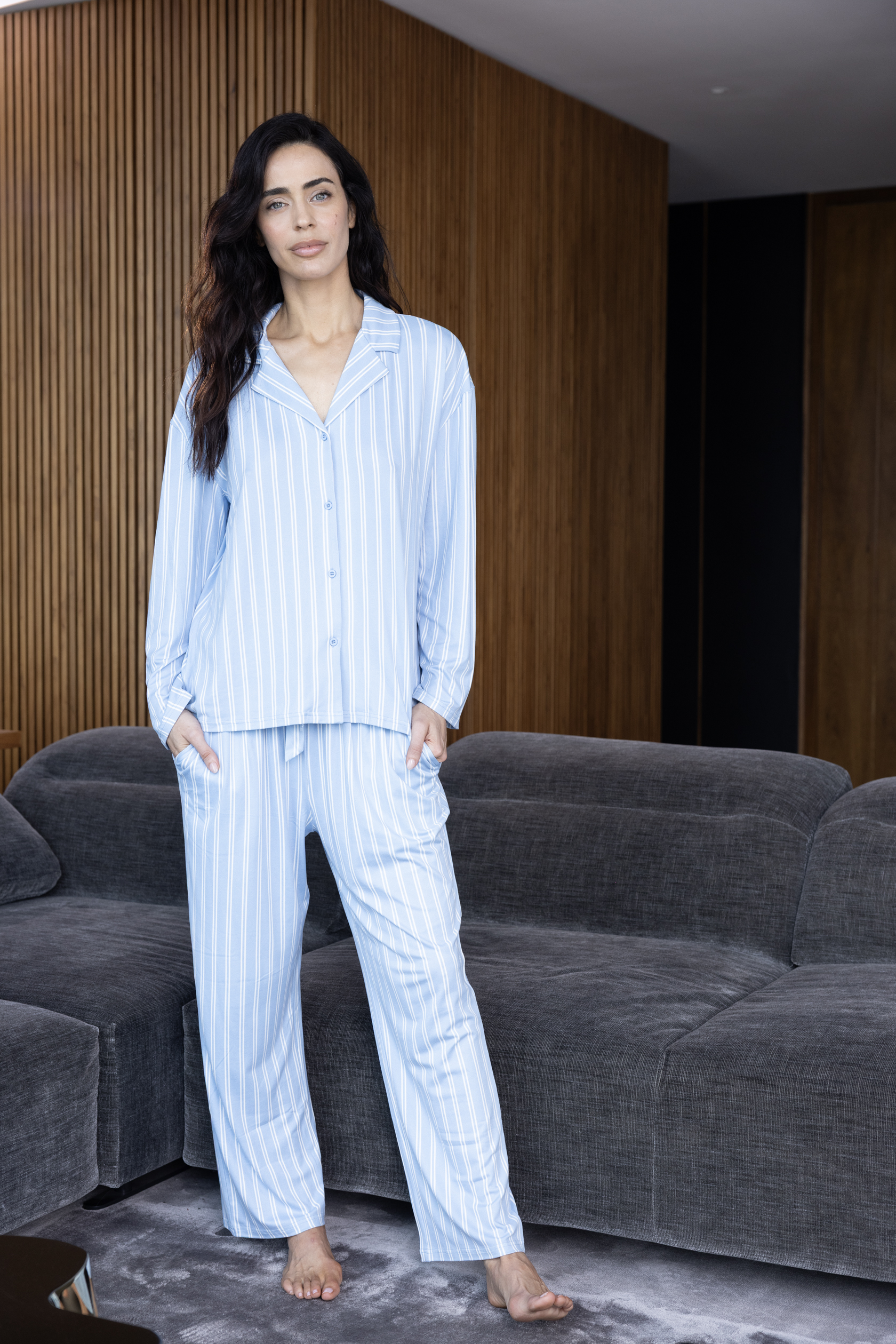 ANDRESSA P9083 PIJAMA MANGA LARGA ABOTONADO ESTAMPADO RAYAS - Imagen 4