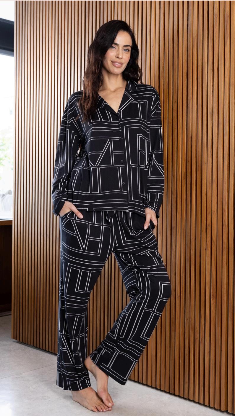 ANDRESSA P9082 PIJAMA MANGA LARGA ABOTONADO ESTAMPADO - Imagen 2