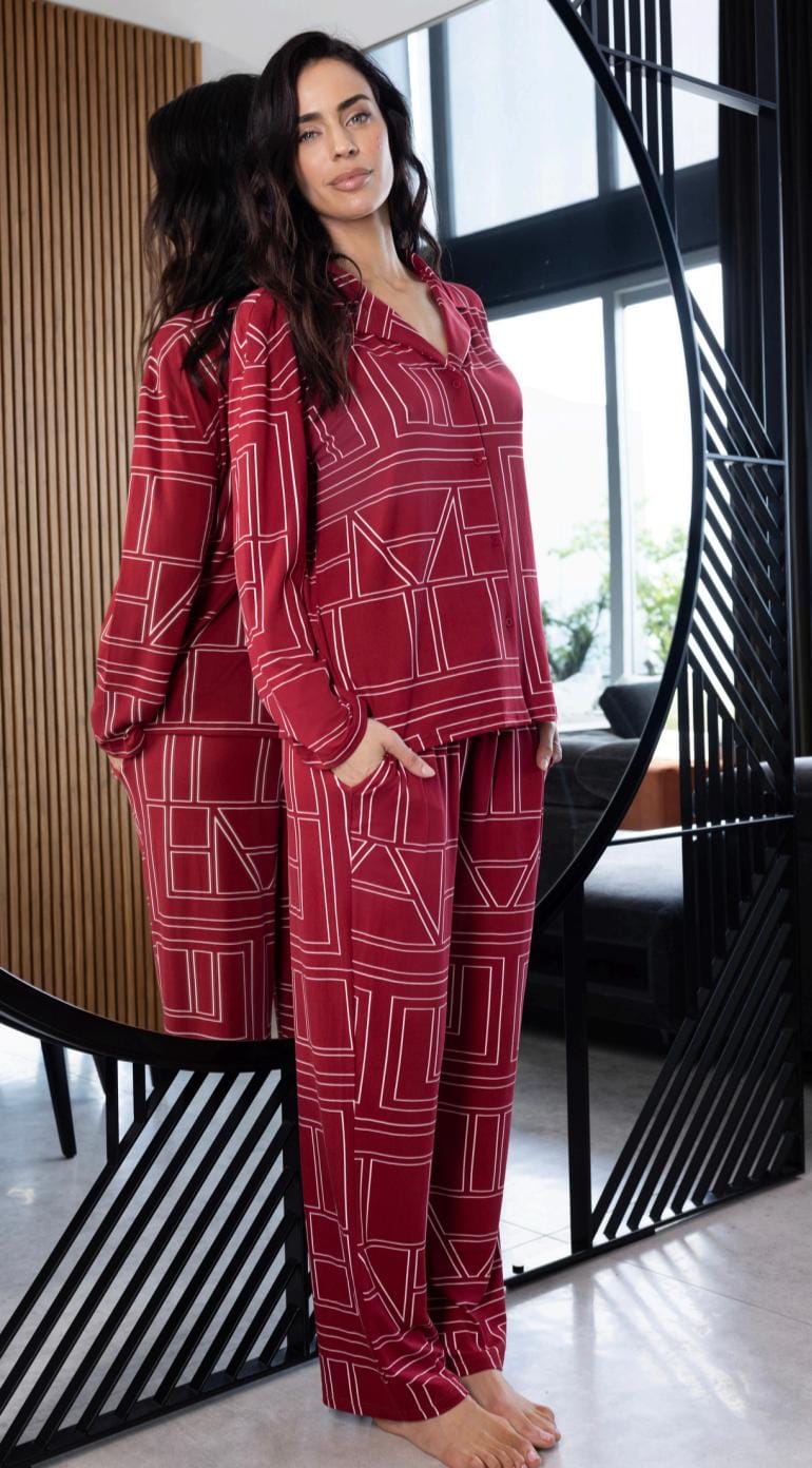 ANDRESSA P9082 PIJAMA MANGA LARGA ABOTONADO ESTAMPADO - Imagen 3