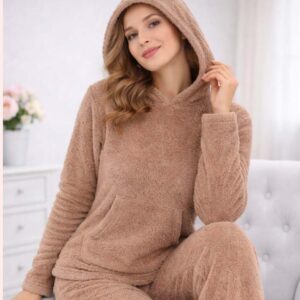 MAXIMA 3004 PIJAMA POLAR SOFT DAMA CON CAPUCHA Y BOLSILLO - Talles M al XL